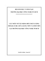 Các nhân tố tác động đến chất lượng mối quan hệ giữa giảng viên và sinh viên tại trường đại học công nghệ TP HCM 