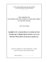 Nghiên cứu ảnh hưởng của một số yếu tố đến quá trình nhân giống cây lan hoàng thảo kèn dendrobium lituiflorum 
