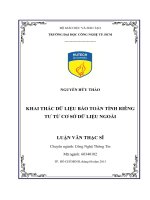 Khai thác dữ liệu bảo toàn tính riêng tư từ cơ sở dữ liệu ngoài 