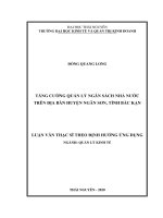 Tăng cường quản lý ngân sách nhà nước trên địa bàn huyện ngân sơn, tỉnh bắc kạn 