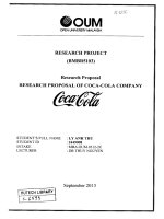 Research proposal of coca cola company COCA COLA