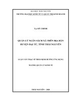 (Luận văn thạc sĩ) Quản lý ngân sách xã trên địa bàn huyện Đại Từ, tỉnh Thái Nguyên