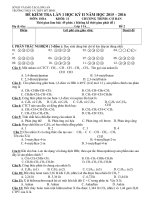 Đề Kiểm tra 45 phút Hóa học lớp 11 lần 1 HK II năm học 2015-2016
