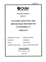 Factors affecting the repurchase decision of customers at circle k 