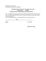 Đề Kiểm tra 45 phút môn Lịch sử Lớp 8 HK I Năm học 2015-2016