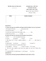 Tải Đề kiểm tra 1 tiết số 3 môn Tiếng Anh lớp 7 trường THCS Lê Ngọc Hân năm học 2015 - 2016 - Đề kiểm tra 45 phút học kỳ 2 môn tiếng Anh lớp 7 năm 2016