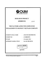 The factors affecting employee engagement in dupon vietnam company 