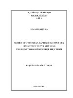 (Luận án tiến sĩ) nghiên cứu thu nhận, đánh giá đặc tính của lipase thực vật và khả năng ứng dụng trong công nghiệp thực phẩm 