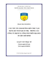 Các yếu tố ảnh hưởng đến việc vận dụng kế toán quản trị trong các công ty dịch vụ công ích trên địa bàn tp hồ chí minh 