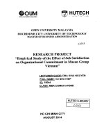 Empirical study of the effect of job satisfaction on organizational commitment in masan group viet nam 