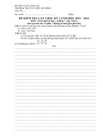 Đề Kiểm tra 15 phút môn Hình học lớp 7 lần 2 HK II Năm học 2015-2016