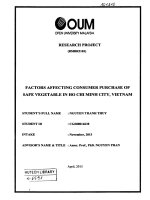 Factors affecting consumer purchase of safe vegetable in ho chi minh city viet nam 