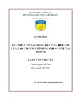 Các nhân tố tác động đến tính hữu ích của báo cáo tài chính doanh nghiệp tại tp HCM 