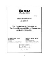 The perception of customer on the social responsibility of enterprises at ho chi minh city 