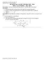 Đề Kiểm tra lại Hè môn Vật Lí lớp 7 Năm học 2015-2016
