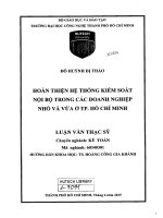 Hoàn thiện hệ thống kiểm soát nội bộ trong các doanh nghiệp nhỏ và vừa ở tp hồ chí minh 