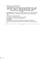 ĐỀ KIỂM TRA LẦN 2 HỌC KỲ II NĂM HỌC 2015 – 2016 MÔN: Vật Lí KHỐI: 11 làm bài: 15 phút