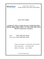 Đánh giá chất lượg bã đậu nành lên men trong khẩu phần thức ăn cho tôm thẻ chân trắng litopenaeus vannamei 