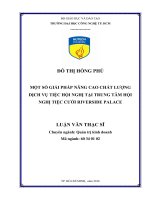 Một số giải pháp nâng cao chất lượng dịch vụ tiệc hội nghị tại trung tâm hội nghị tiệc cưới riverside palace 