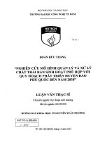 Nghiên cứu mô hình quản lý và xử lý chất thải rắn sinh hoạt phù hợp với quy hoạch phát triển huyện đảo phú quốc đến năm 2030 