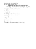 Đề Kiểm tra 45 phút Đại Số lớp 11 lần 1 HK I Năm học 2015-2016