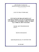 Xây dựng kế hoạch nhân lực cho hoạt động sản xuất kinh doanh của điện lực Tân Bình Công ty Điện lực TPHCM đến năm 2015