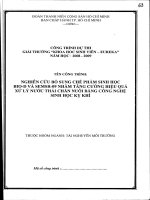 Nghiên cứu bổ sung chế phẩm sinh học BIO d và SEMSR 09 nhằm tăng cường hiệu quả xử lý nước thải chăn nuôi bằng công nghệ sinh học kỵ khí 