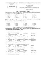 Đề + đáp án tiếng Anh vào 10 Nam Định(2013)