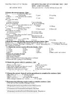 Đề thi anh 6 học kỳ 2 năm 2012-2013