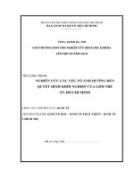 Nghiên cứu các yếu tố ảnh hưởng đến quyết định khởi nghiệp của giới trẻ TP hồ chí minh 
