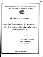 Nghiên cứu ứng dụng mô hình mike 11 đánh giá giám sát chất lượng nước sông thị vải 