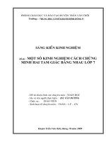 MỘT SỐ KINH NGHIỆM CÁCH CHỨNG MINH HAI TAM GIÁC BẰNG NHAU LỚP 7