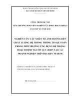 Nghiên cứu các nhân tố ảnh hưởng đến chất lượng hệ thống thông tin kế toán trong môi trường ứng dụng hệ thống hoạch định nguồn nhân lực ERP tại các doanh nghiệp trên địa bàn TP HCM 