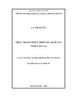 (Luận văn thạc sĩ) Thực trạng phát triển du lịch của tỉnh Lào Cai
