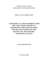 Ảnh hưởng của trách nhiệm xã hội đến lòng trung thành của khách hàng đối với ngân hàng thương mại cổ phần sài gòn thương tín phòng giao dịch chợ mới chi nhánh an giang 