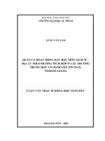 (Luận văn thạc sĩ) Quản lý hoạt động dạy học môn lịch sử - địa lý theo hướng tích hợp ở các trường trung học cơ sở huyện Xín Mần, tỉnh Hà Giang