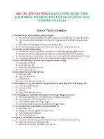 400 CÂU ÔN TẬP PHẦN ĐẠI CƯƠNG DƯỢC LIỆU (DƯỢC LIỆU 1) (GỒM TRẮC NGHIỆM, TRẢ LỜI NGẮN, ĐÚNG SAI) (CÓ ĐÁP ÁN FULL)