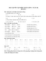 Nôi dung ôn tập kiến thức môn Toán lớp 1 – Tuần 20 – Trường tiểu học Núi Thành