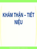 KHÁM THẬN, TIẾT NIỆU (TRIỆU CHỨNG học nội KHOA) 