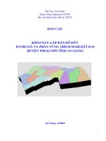Báo cáo khảo sát, lập bản đồ đất đánh gia và phân vùng thích nghi đất đai huyện thoại sơn tỉnh an giang 