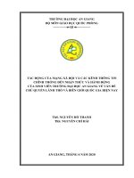 Tác động của mạng xã hội và các kênh thông tin chính thống đến nhận thức và hành động của sinh viên trường đại học an giang về vấn đề chủ quyền lãnh thổ và biên giới quốc gia hiện nay 