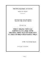 Thực trạng viết sai chính tả của học sinh trường trung học phổ thông nguyễn khuyến và một số biện pháp khắc phục 