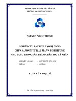 Nghiên cứu tách và tạo hệ nano chứa saponin từ rau má và định hướng ứng dụng trong sản phẩm chăm sóc cá nhân 