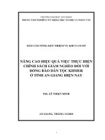 Nâng cao hiệu quả việc thực hiện chính sách giảm nghèo đối với đồng bào dân tộc khmer ở tỉnh an giang hiện nay 