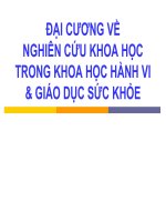 ĐẠI CƯƠNG về NGHIÊN cứu KHOA học TRONG KHOA học HÀNH VI và GIÁO dục sức KHỎE (sức KHỎE CỘNG ĐỒNG) 