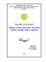 Tài liệu giảng dạy tiếng anh chuyên ngành công nghệ thực phẩm 