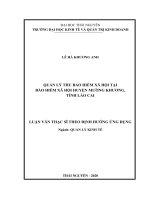 (Luận văn thạc sĩ) Quản lý thu bảo hiểm xã hội tại bảo hiểm xã hội huyện Mường Khương, tỉnh Lào Cai