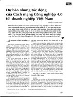 Dự báo những tác động của cách mạng công nghiệp 4 0 tới doanh nghiệp việt nam 