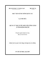 Tóm tắt Luận văn Thạc sĩ Quản lý công: Quản lý Nhà nước đối với Công giáo ở tỉnh Bình Phước