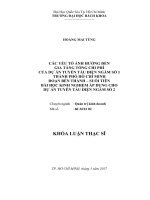 Các yếu tố ảnh hưởng đến gia tăng tổng chi phí của dự án tuyến tàu điện ngầm số 1 thành phố hồ chí minh đọan bến thành suối tiên bài học kinh nghiệm áp dụng cho dự án tuyến tàu điện ngầm số 2  